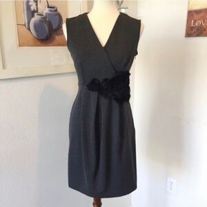 Spense Gray V Neck Knit Dress Sheath Thick Fabric 4